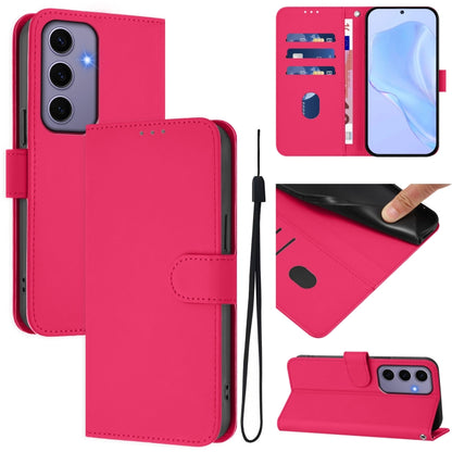 Skin Feel Solid Color Leather Phone Case with Lanyard, For Samsung Galaxy S24 5G, For Samsung Galaxy S23 FE 5G