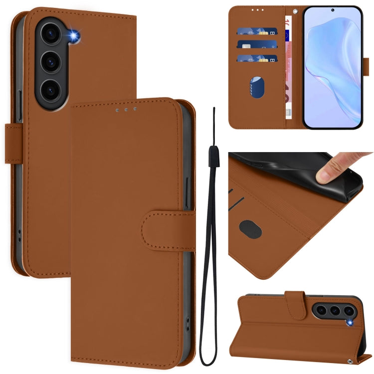 Skin Feel Solid Color Leather Phone Case with Lanyard, For Samsung Galaxy S24 5G, For Samsung Galaxy S23 FE 5G