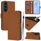 Skin Feel Solid Color Leather Phone Case with Lanyard, For Samsung Galaxy S24 5G, For Samsung Galaxy S23 FE 5G
