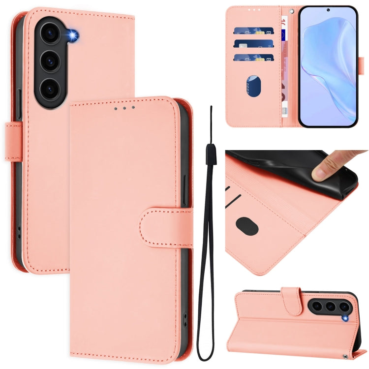 Skin Feel Solid Color Leather Phone Case with Lanyard, For Samsung Galaxy S24 5G, For Samsung Galaxy S23 FE 5G