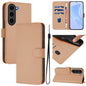 Skin Feel Solid Color Leather Phone Case with Lanyard, For Samsung Galaxy S24 5G, For Samsung Galaxy S23 FE 5G