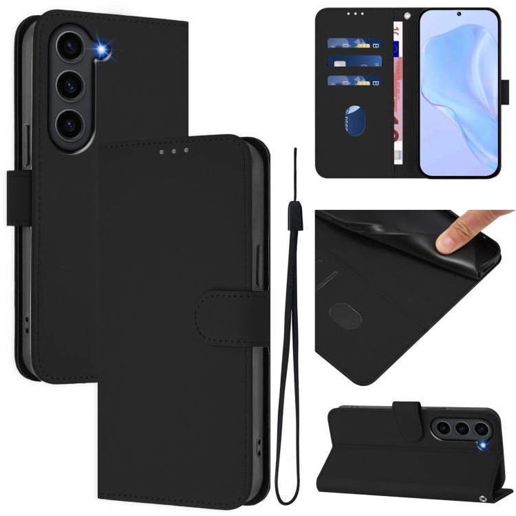 Skin Feel Solid Color Leather Phone Case with Lanyard, For Samsung Galaxy S24 5G, For Samsung Galaxy S23 FE 5G