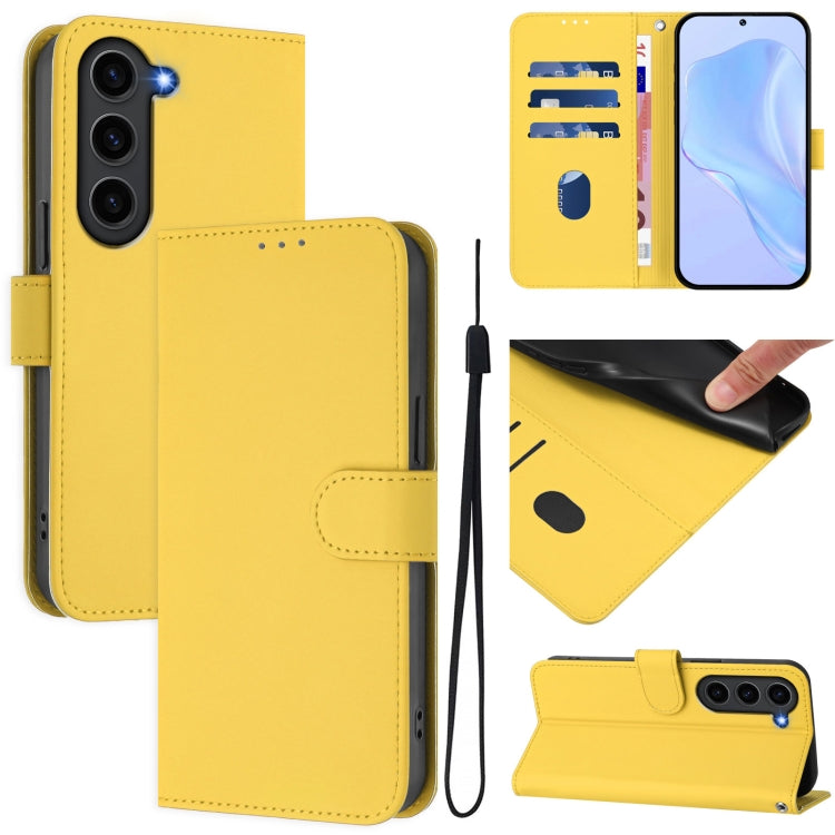 Skin Feel Solid Color Leather Phone Case with Lanyard, For Samsung Galaxy S24 5G, For Samsung Galaxy S23 FE 5G