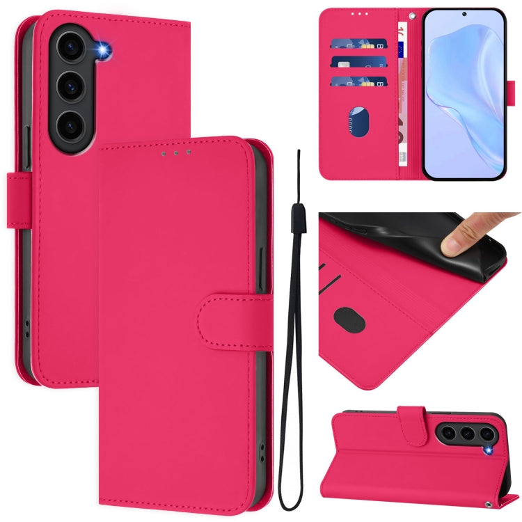 Skin Feel Solid Color Leather Phone Case with Lanyard, For Samsung Galaxy S24 5G, For Samsung Galaxy S23 FE 5G