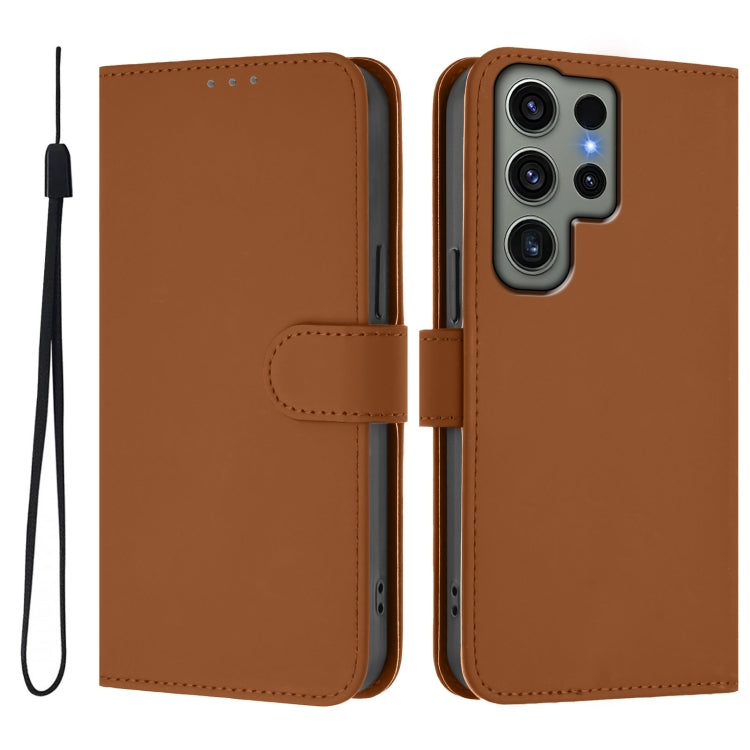 Skin Feel Solid Color Leather Phone Case with Lanyard, For Samsung Galaxy S23 Ultra 5G, For Samsung Galaxy S23+ 5G