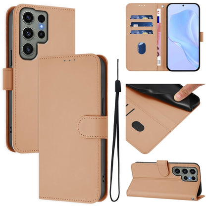 Skin Feel Solid Color Leather Phone Case with Lanyard, For Samsung Galaxy S23 Ultra 5G, For Samsung Galaxy S23+ 5G