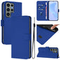 Skin Feel Solid Color Leather Phone Case with Lanyard, For Samsung Galaxy S23 Ultra 5G, For Samsung Galaxy S23+ 5G