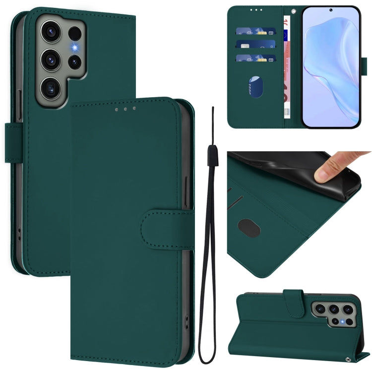 Skin Feel Solid Color Leather Phone Case with Lanyard, For Samsung Galaxy S23 Ultra 5G, For Samsung Galaxy S23+ 5G