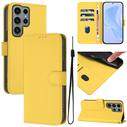 Skin Feel Solid Color Leather Phone Case with Lanyard, For Samsung Galaxy S23 Ultra 5G, For Samsung Galaxy S23+ 5G