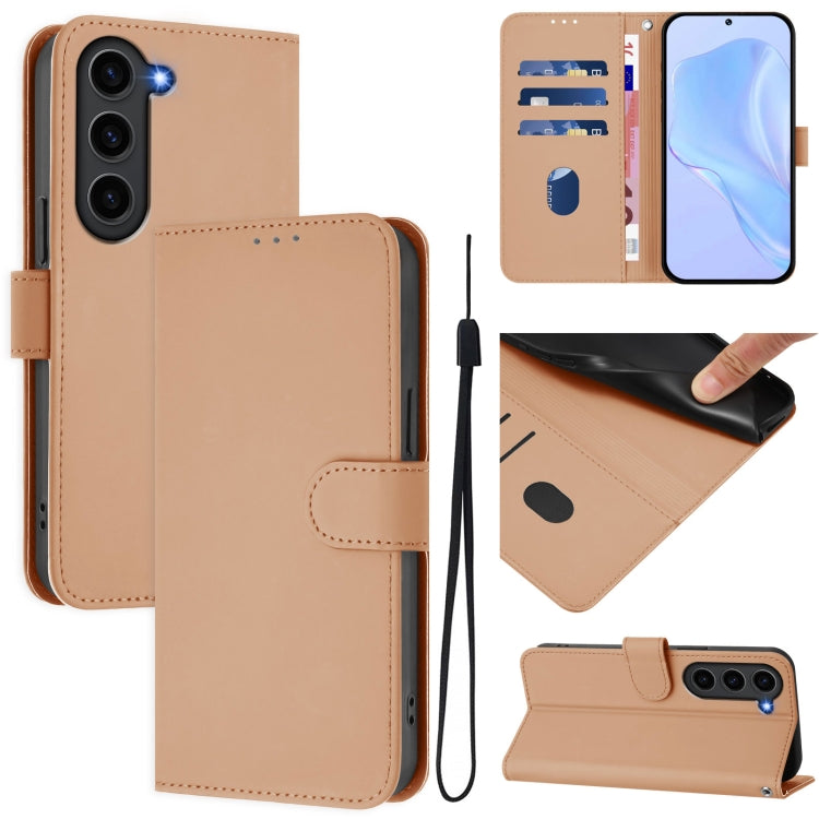 Skin Feel Solid Color Leather Phone Case with Lanyard, For Samsung Galaxy S23 Ultra 5G, For Samsung Galaxy S23+ 5G