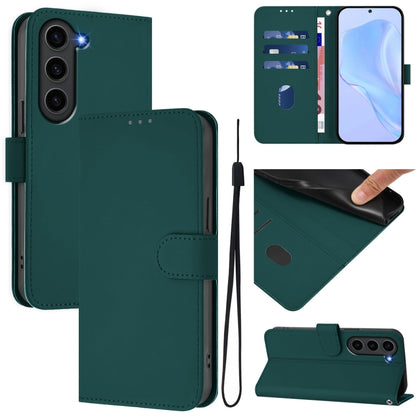 Skin Feel Solid Color Leather Phone Case with Lanyard, For Samsung Galaxy S23 Ultra 5G, For Samsung Galaxy S23+ 5G