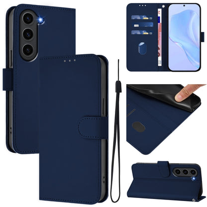 Skin Feel Solid Color Leather Phone Case with Lanyard, For Samsung Galaxy S23 Ultra 5G, For Samsung Galaxy S23+ 5G