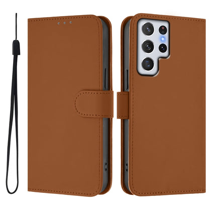 Skin Feel Solid Color Leather Phone Case with Lanyard, For Samsung Galaxy S22 Ultra 5G, For Samsung Galaxy S22+ 5G