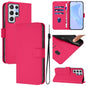 Skin Feel Solid Color Leather Phone Case with Lanyard, For Samsung Galaxy S22 Ultra 5G, For Samsung Galaxy S22+ 5G