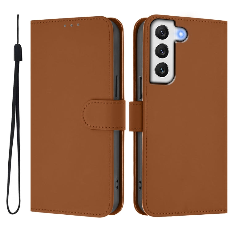 Skin Feel Solid Color Leather Phone Case with Lanyard, For Samsung Galaxy S22 5G, For Samsung Galaxy S21 FE 5G