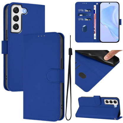 Skin Feel Solid Color Leather Phone Case with Lanyard, For Samsung Galaxy S22 5G, For Samsung Galaxy S21 FE 5G