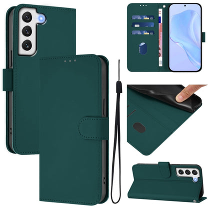 Skin Feel Solid Color Leather Phone Case with Lanyard, For Samsung Galaxy S22 5G, For Samsung Galaxy S21 FE 5G