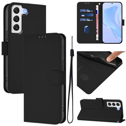 Skin Feel Solid Color Leather Phone Case with Lanyard, For Samsung Galaxy S22 5G, For Samsung Galaxy S21 FE 5G