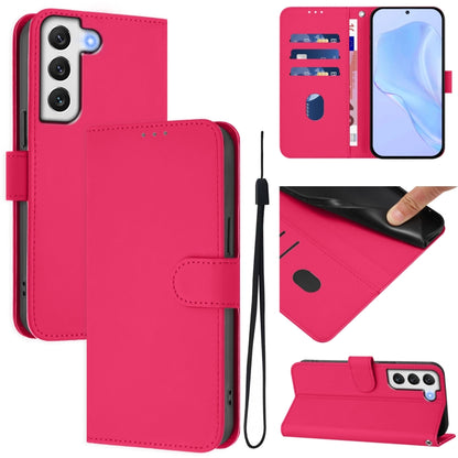 Skin Feel Solid Color Leather Phone Case with Lanyard, For Samsung Galaxy S22 5G, For Samsung Galaxy S21 FE 5G