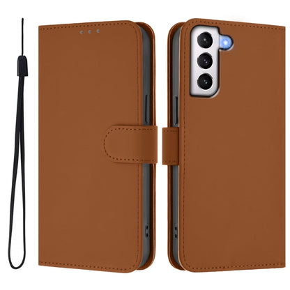 Skin Feel Solid Color Leather Phone Case with Lanyard, For Samsung Galaxy S21 5G, For Samsung Galaxy S21+ 5G