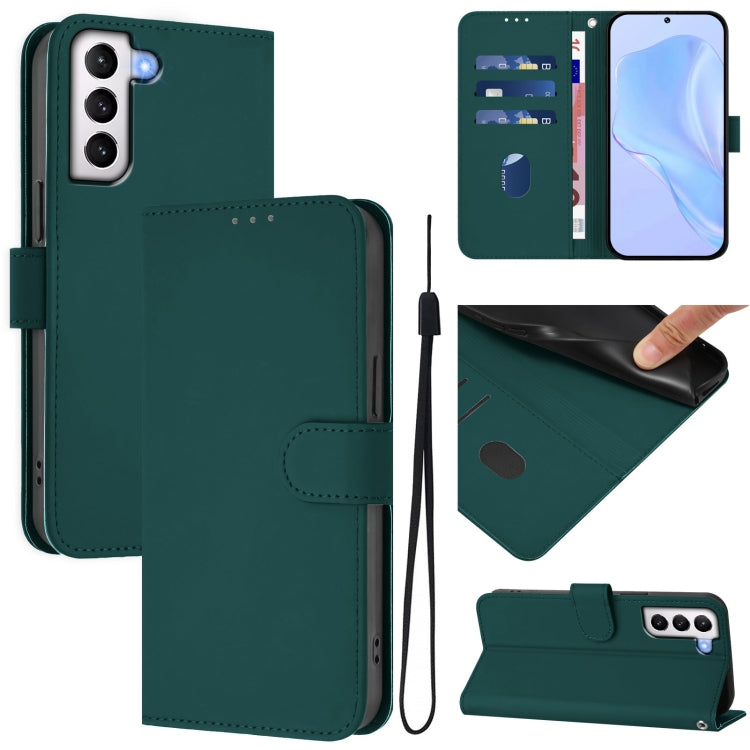 Skin Feel Solid Color Leather Phone Case with Lanyard, For Samsung Galaxy S21 5G, For Samsung Galaxy S21+ 5G