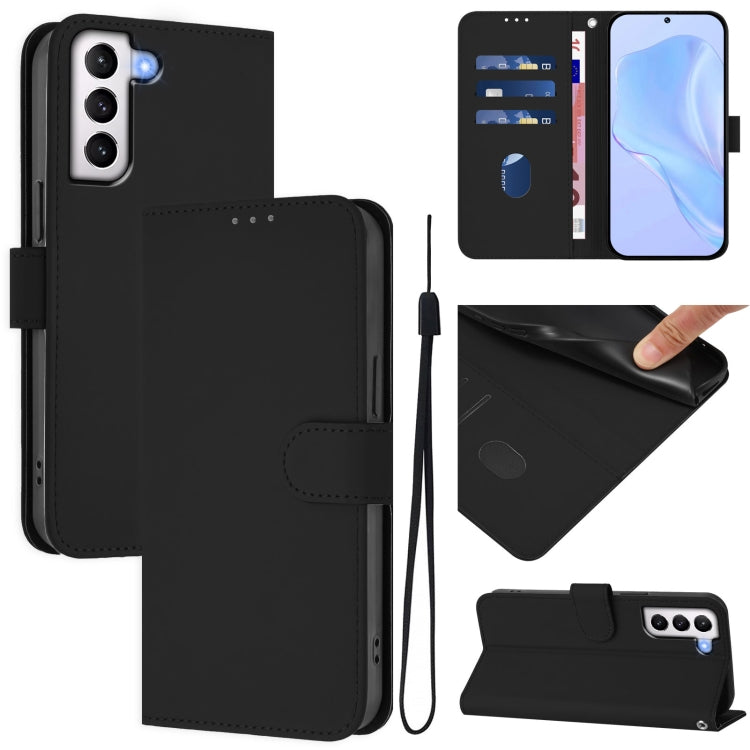 Skin Feel Solid Color Leather Phone Case with Lanyard, For Samsung Galaxy S21 5G, For Samsung Galaxy S21+ 5G