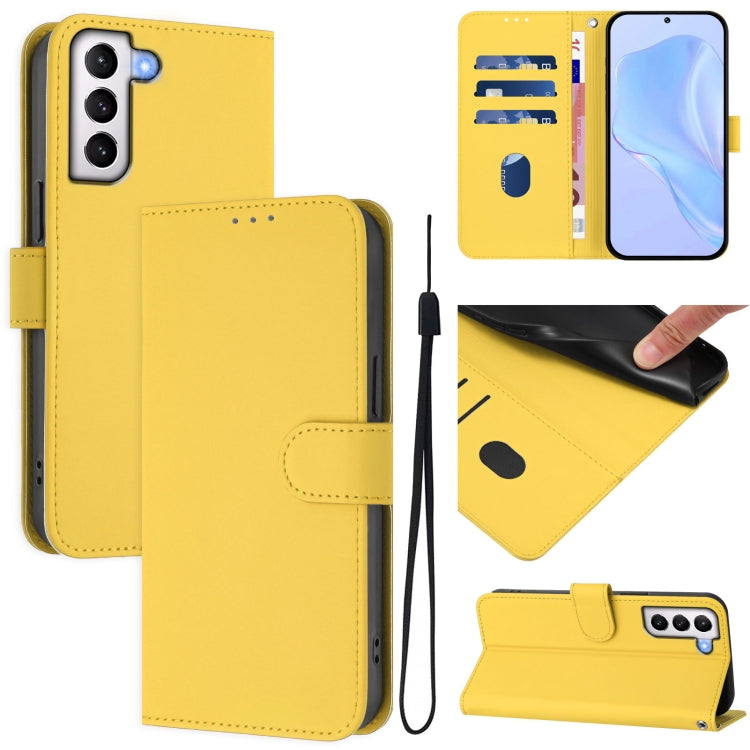 Skin Feel Solid Color Leather Phone Case with Lanyard, For Samsung Galaxy S21 5G, For Samsung Galaxy S21+ 5G