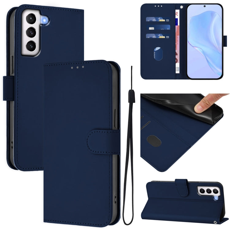 Skin Feel Solid Color Leather Phone Case with Lanyard, For Samsung Galaxy S21 5G, For Samsung Galaxy S21+ 5G