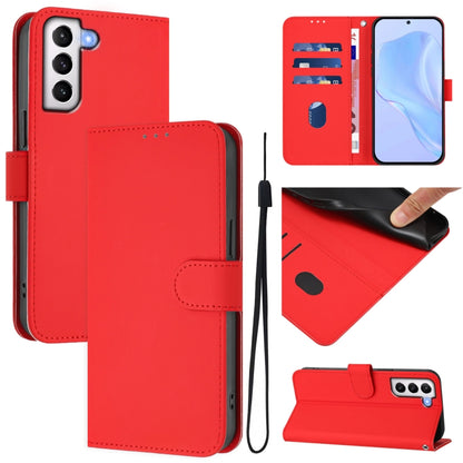 Skin Feel Solid Color Leather Phone Case with Lanyard, For Samsung Galaxy S21 5G, For Samsung Galaxy S21+ 5G