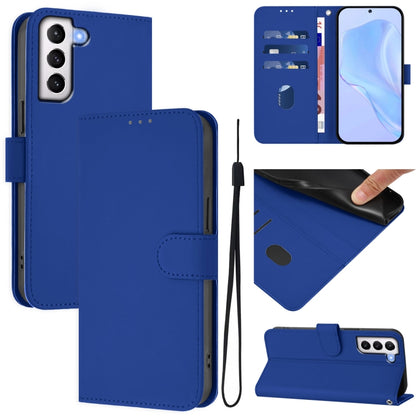 Skin Feel Solid Color Leather Phone Case with Lanyard, For Samsung Galaxy S21 5G, For Samsung Galaxy S21+ 5G