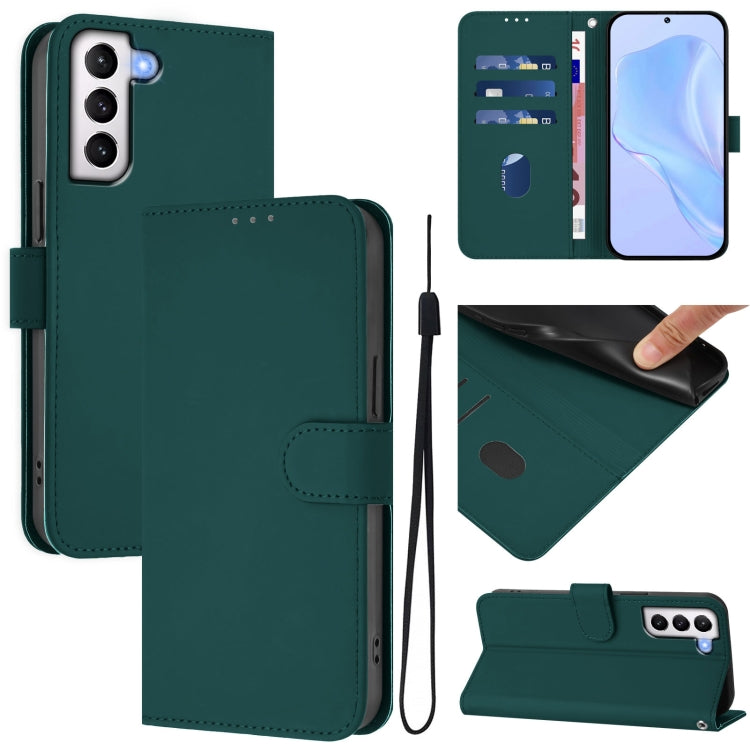 Skin Feel Solid Color Leather Phone Case with Lanyard, For Samsung Galaxy S21 5G, For Samsung Galaxy S21+ 5G