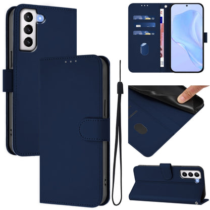 Skin Feel Solid Color Leather Phone Case with Lanyard, For Samsung Galaxy S21 5G, For Samsung Galaxy S21+ 5G