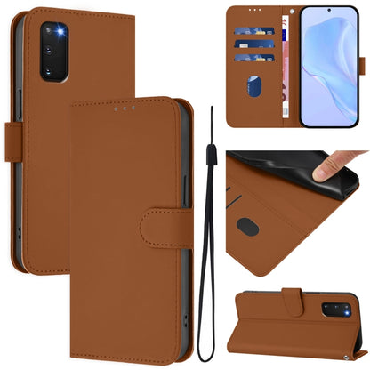 Skin Feel Solid Color Leather Phone Case with Lanyard, For Samsung Galaxy S23 5G, For Samsung Galaxy S20 FE 2022