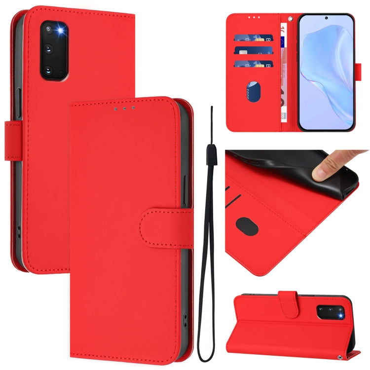 Skin Feel Solid Color Leather Phone Case with Lanyard, For Samsung Galaxy S23 5G, For Samsung Galaxy S20 FE 2022