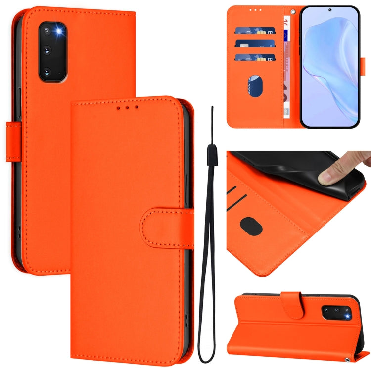 Skin Feel Solid Color Leather Phone Case with Lanyard, For Samsung Galaxy S23 5G, For Samsung Galaxy S20 FE 2022