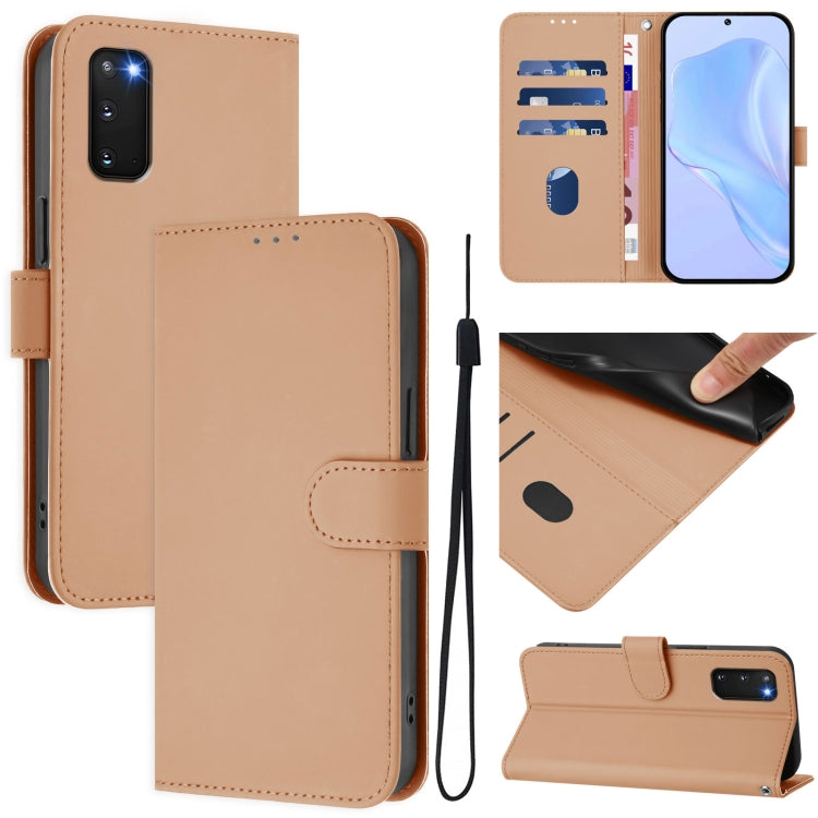Skin Feel Solid Color Leather Phone Case with Lanyard, For Samsung Galaxy S23 5G, For Samsung Galaxy S20 FE 2022