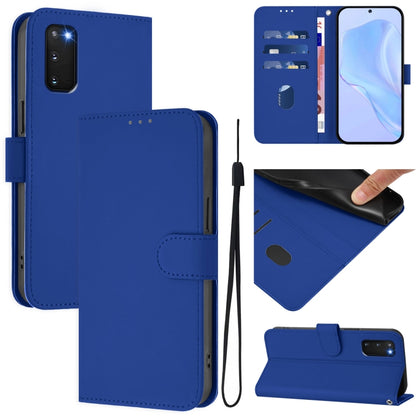 Skin Feel Solid Color Leather Phone Case with Lanyard, For Samsung Galaxy S23 5G, For Samsung Galaxy S20 FE 2022