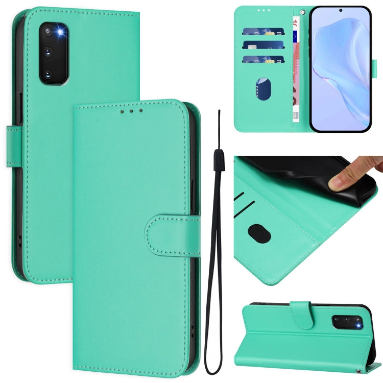 Skin Feel Solid Color Leather Phone Case with Lanyard, For Samsung Galaxy S23 5G, For Samsung Galaxy S20 FE 2022