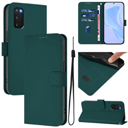 Skin Feel Solid Color Leather Phone Case with Lanyard, For Samsung Galaxy S23 5G, For Samsung Galaxy S20 FE 2022