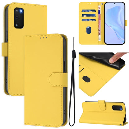 Skin Feel Solid Color Leather Phone Case with Lanyard, For Samsung Galaxy S23 5G, For Samsung Galaxy S20 FE 2022