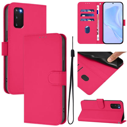 Skin Feel Solid Color Leather Phone Case with Lanyard, For Samsung Galaxy S23 5G, For Samsung Galaxy S20 FE 2022