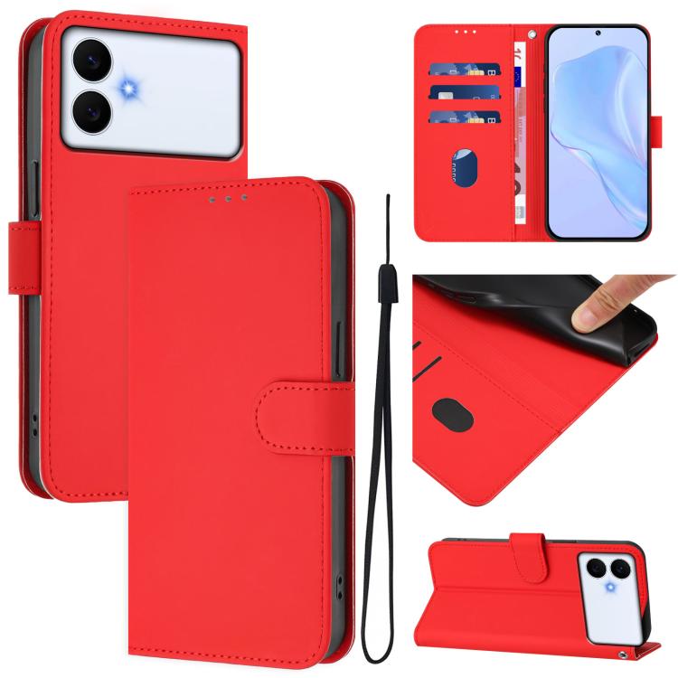 Skin Feel Solid Color Leather Phone Case with Lanyard, For Samsung Galaxy S26 Edge 5G, For Samsung Galaxy S26 Ultra 5G