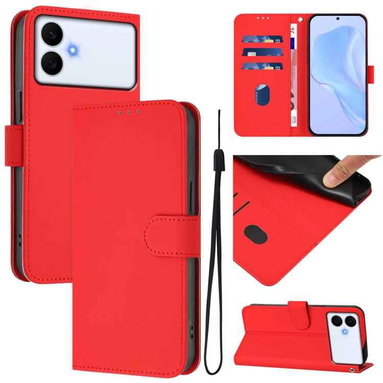 Skin Feel Solid Color Leather Phone Case with Lanyard, For Samsung Galaxy S26 Edge 5G, For Samsung Galaxy S26 Ultra 5G