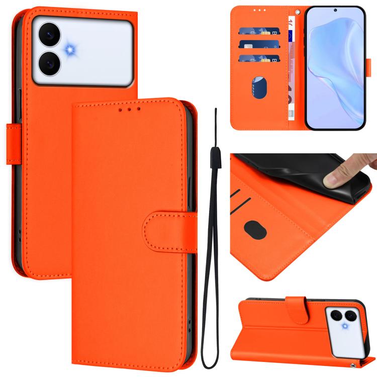 Skin Feel Solid Color Leather Phone Case with Lanyard, For Samsung Galaxy S26 Edge 5G, For Samsung Galaxy S26 Ultra 5G