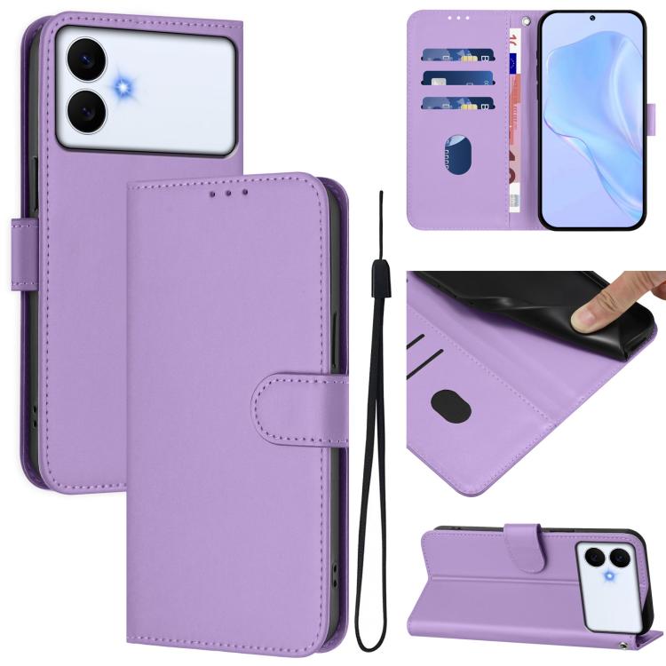 Skin Feel Solid Color Leather Phone Case with Lanyard, For Samsung Galaxy S26 Edge 5G, For Samsung Galaxy S26 Ultra 5G