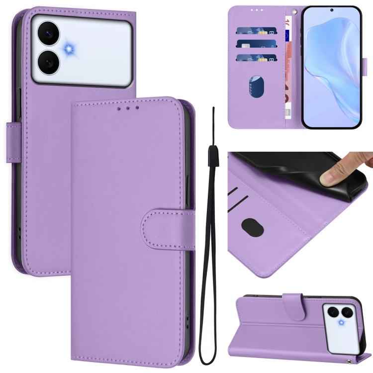 Skin Feel Solid Color Leather Phone Case with Lanyard, For Samsung Galaxy S26 Edge 5G, For Samsung Galaxy S26 Ultra 5G