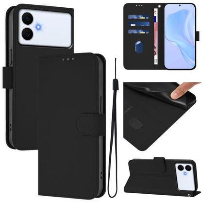Skin Feel Solid Color Leather Phone Case with Lanyard, For Samsung Galaxy S26 Edge 5G, For Samsung Galaxy S26 Ultra 5G
