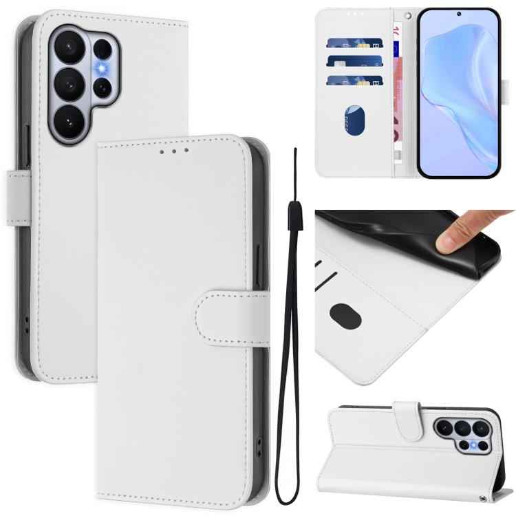 Skin Feel Solid Color Leather Phone Case with Lanyard, For Samsung Galaxy S26 Edge 5G, For Samsung Galaxy S26 Ultra 5G