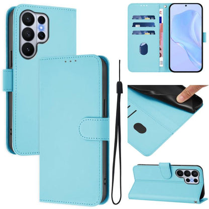 Skin Feel Solid Color Leather Phone Case with Lanyard, For Samsung Galaxy S26 Edge 5G, For Samsung Galaxy S26 Ultra 5G