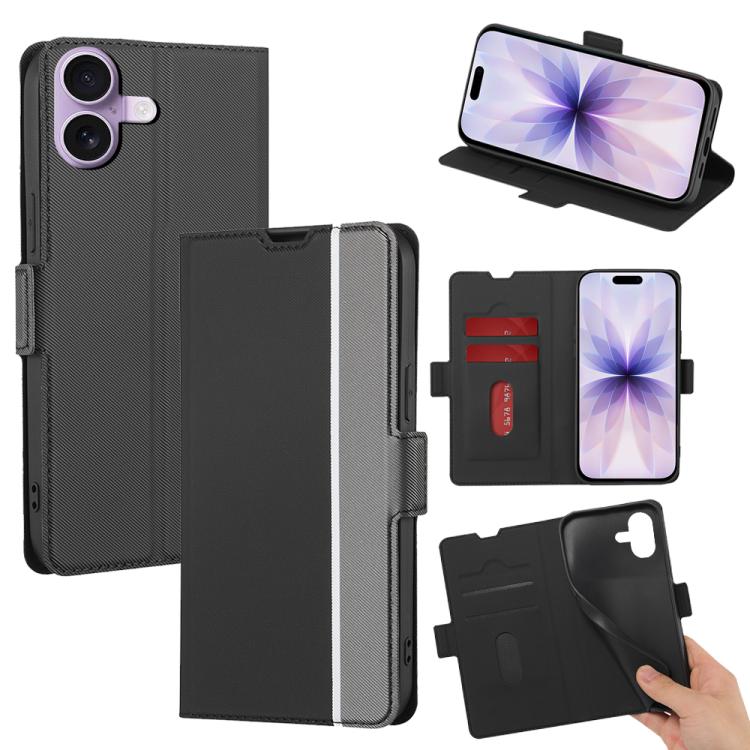 Twill Texture Side Button Leather Phone Case